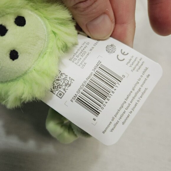 Slumberkins NWT Plush Spider Stuffed Animal Toy Soft Eight Legs Green Black - Picture 3 of 5